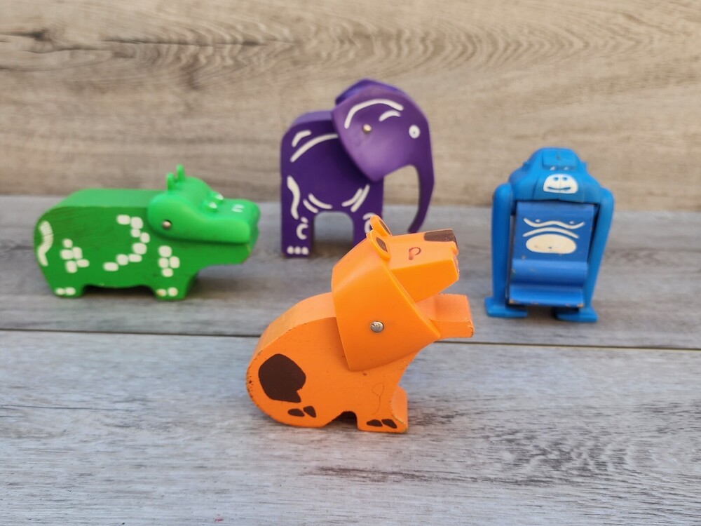 Playskool Tikeworld Zoo Animals Lion Hippo Gorilla Elephant Lot Vintage 1970s